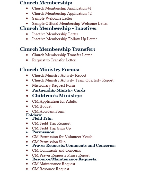 Church membership application form format in word
