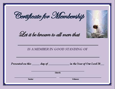 Certificate Of Membership Template from www.freechurchforms.com