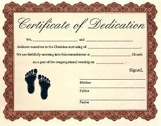 Baby Dedication Certificate And Baby Dedication Request And Log Forms